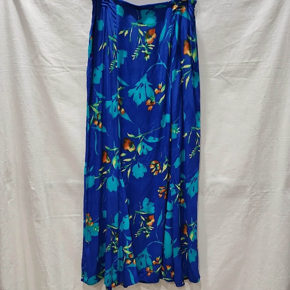 Coldwater Creek Vibrant Blue Floral Maxi Skirt